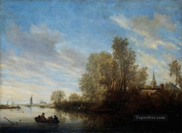 Brook River Stream Painting - River landscape Salomon van Ruysdael river
